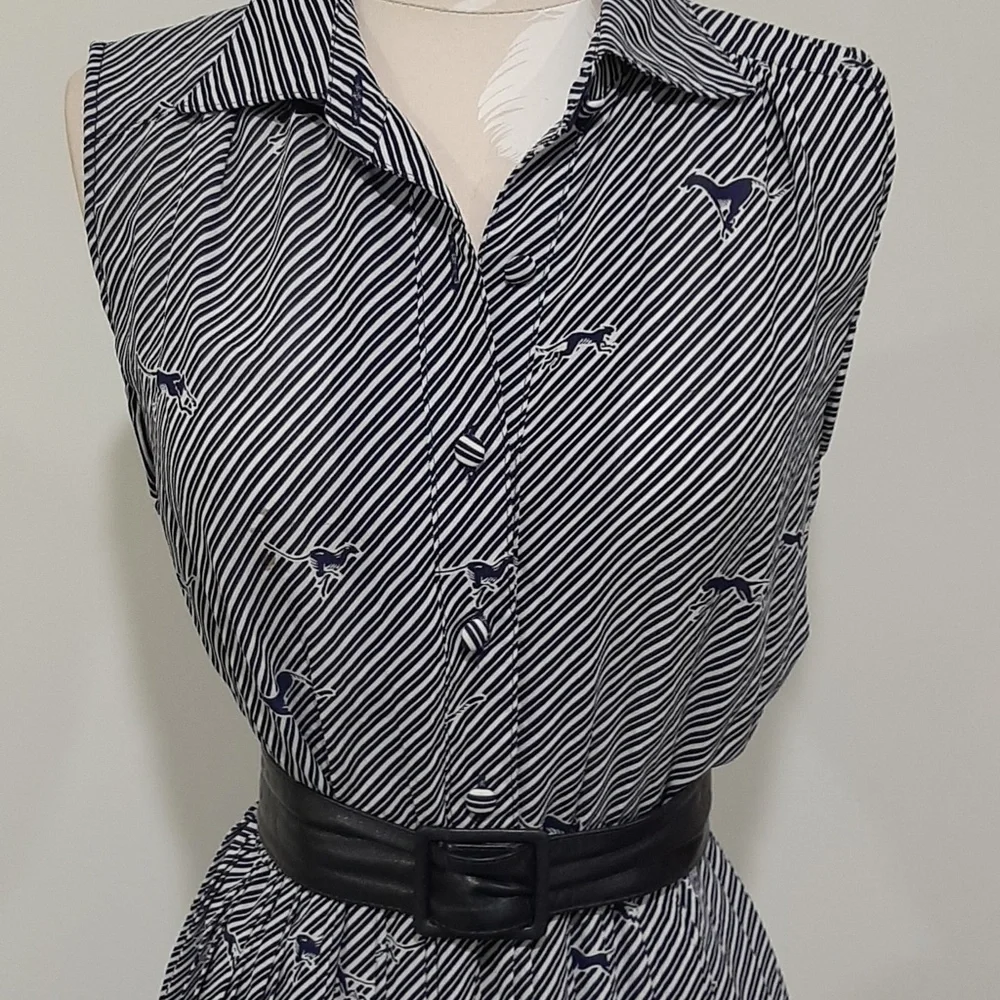 Vintage Blue and White Fit and Flare Dress | Size 12/14 - Picture 2 of 11